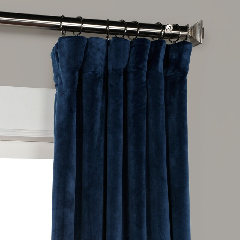 Heritage Velvet Room Darkening Rod Pocket Single Curtain Panel-96"