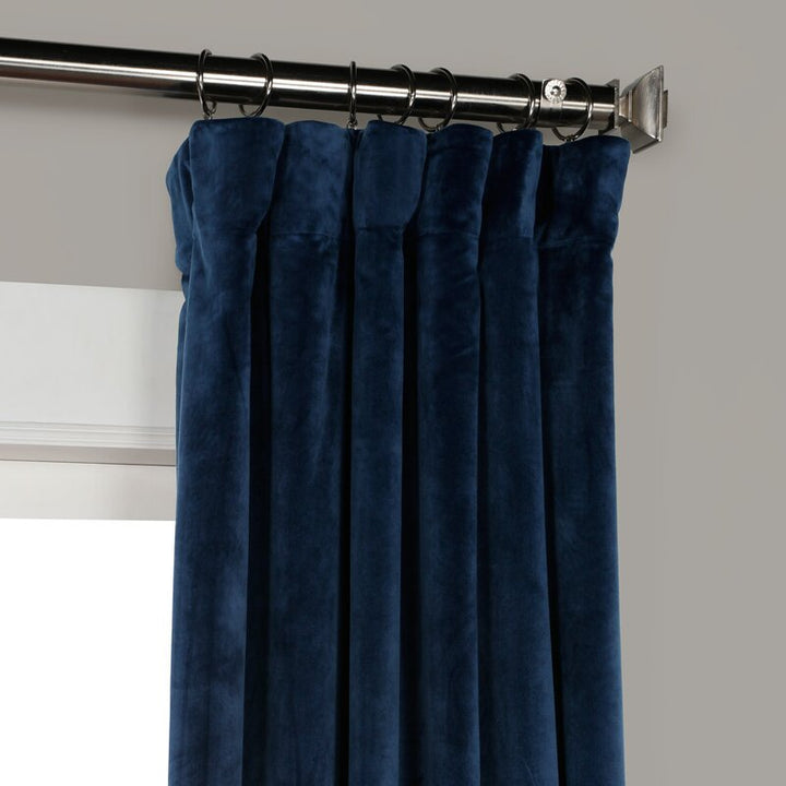 Heritage Velvet Room Darkening Rod Pocket Single Curtain Panel-96"
