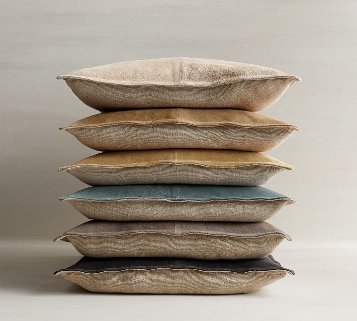 Pieced Suede Pillow Covers Without Inserts Camel