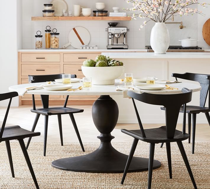 Chapman Oval Marble Pedestal Dining Table