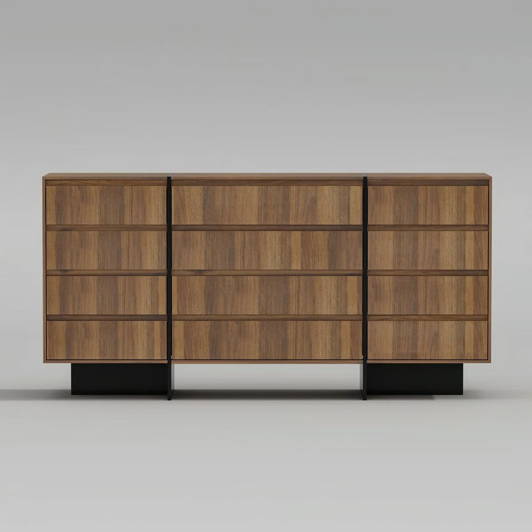 Mid Century Modern 12 Drawer Dresser With Wooden Base