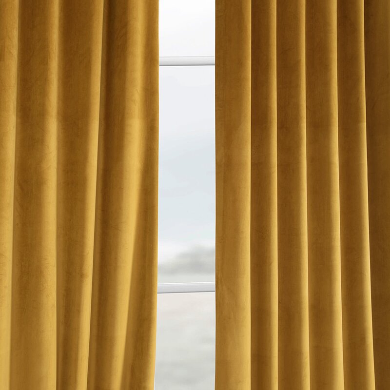 Heritage Velvet Room Darkening Rod Pocket Single Curtain Panel-96"