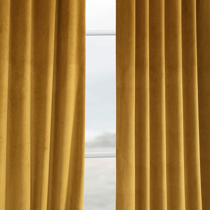 Heritage Velvet Room Darkening Rod Pocket Single Curtain Panel-96"