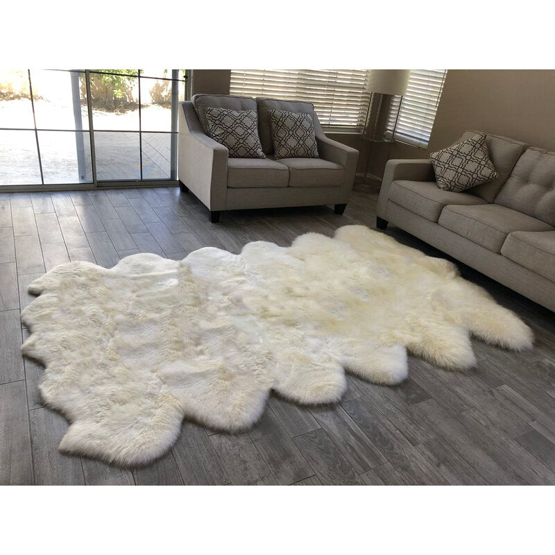 Widcombe Faux Sheepskin Off White Area Rug