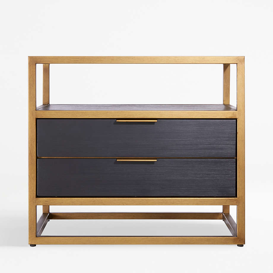 Oxford Black 2 Drawer Nightstand