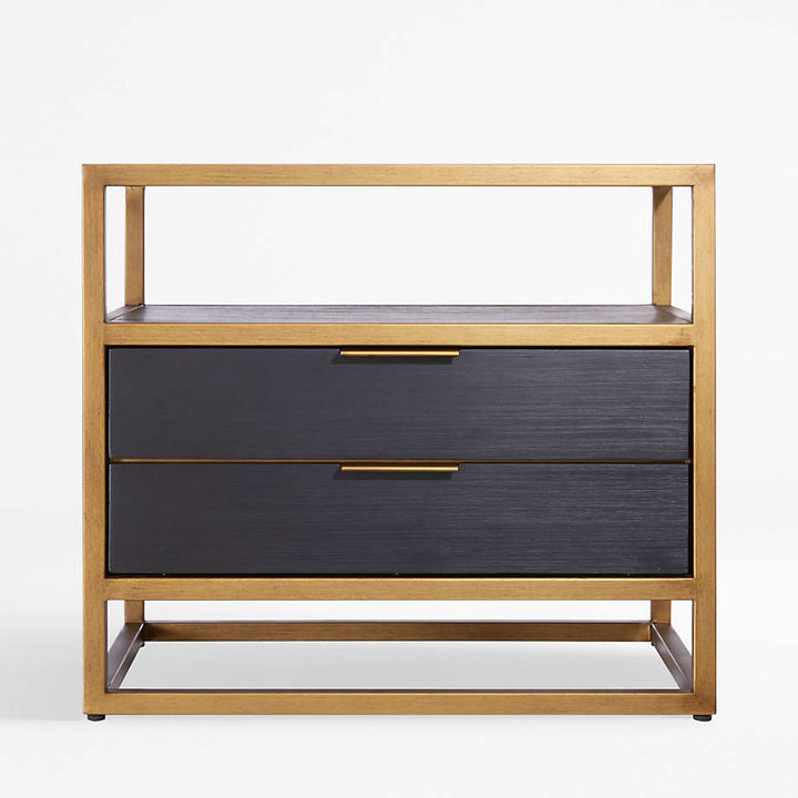 Oxford Black 2 Drawer Nightstand