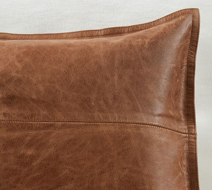 Pieced Leather Pillow Cover