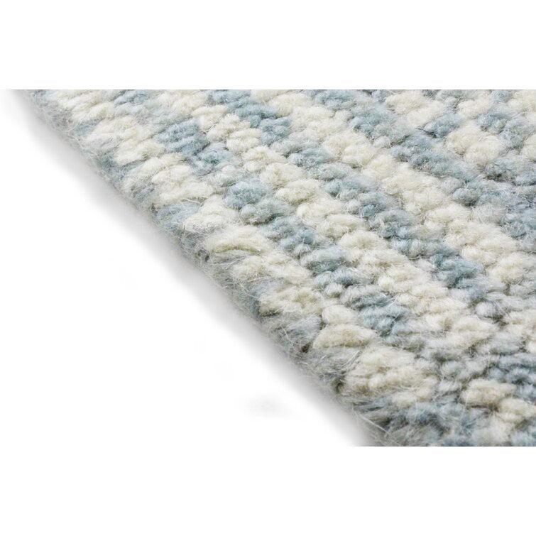 Abby Geometric Hand-Knotted Wool Area Rug in Light Blue7'6"x9'6"