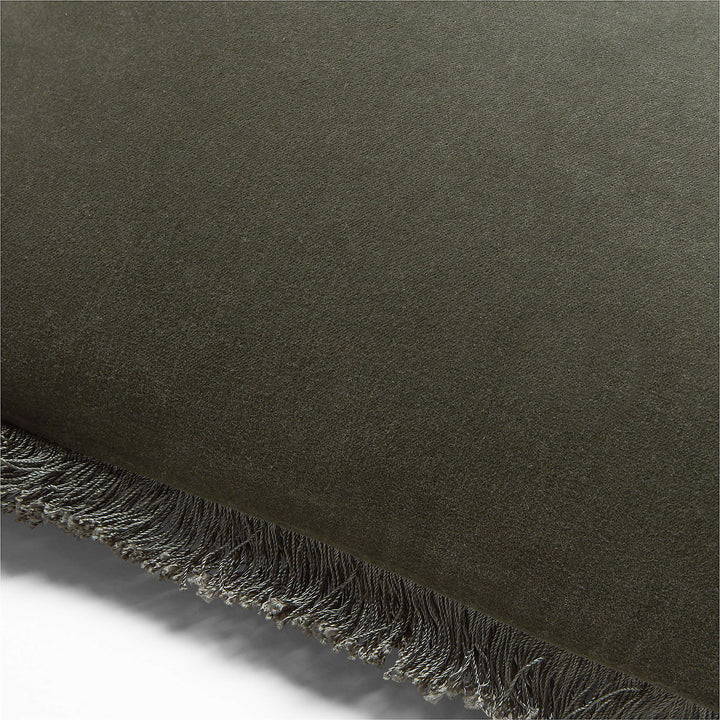 Bettie Forest Green Velvet Lumbar Pillow with Down Alternative Insert-23''x11''