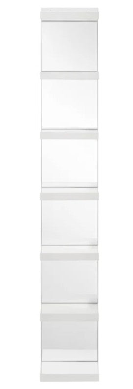 White Open Shelving Unit with Mirrored Back
