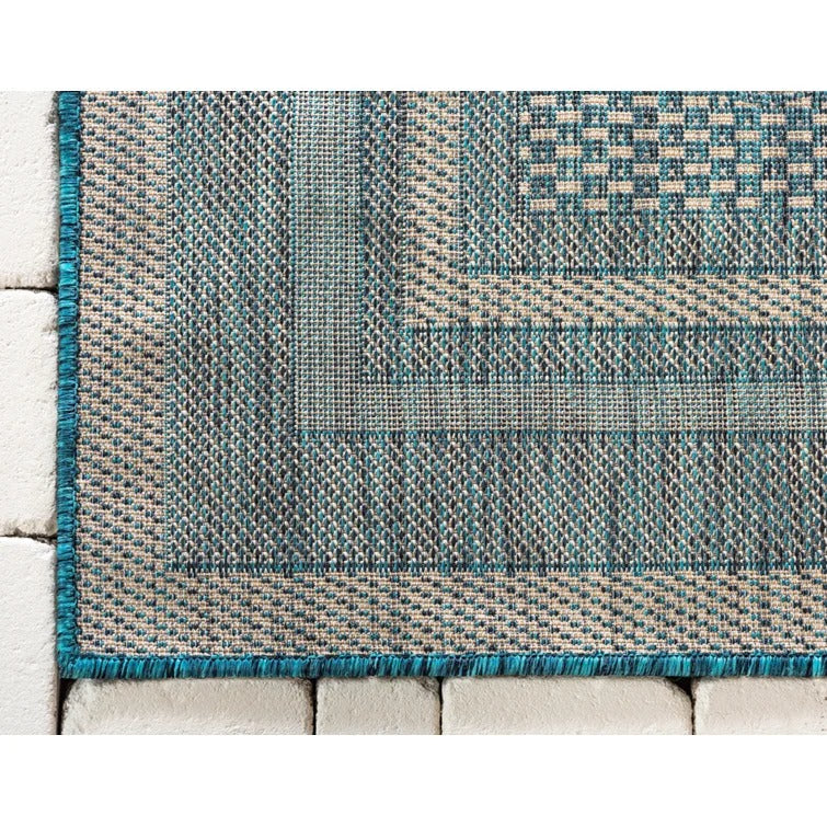 Tollette Teal Outdoor Area Rug-8'x11'4"