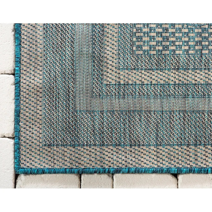Tollette Teal Outdoor Area Rug-8'x11'4"