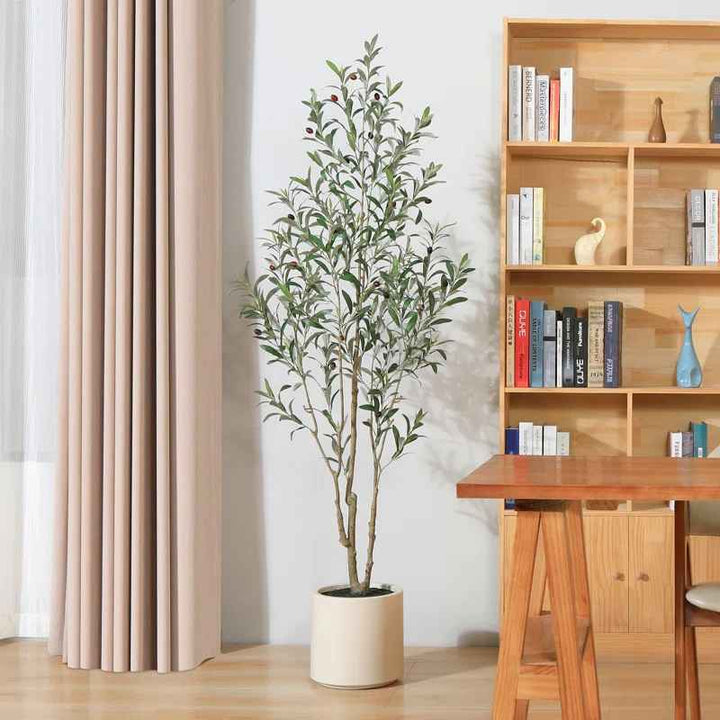Adcock Faux Olive Tree in White Planter