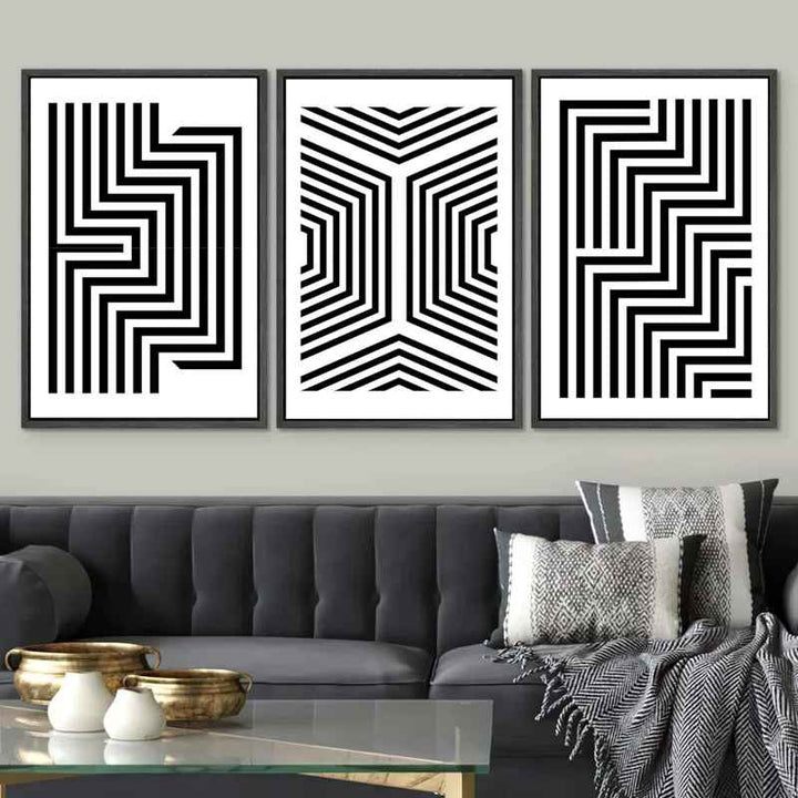 Black And White Stripes And Lines Geometric Patterns -2