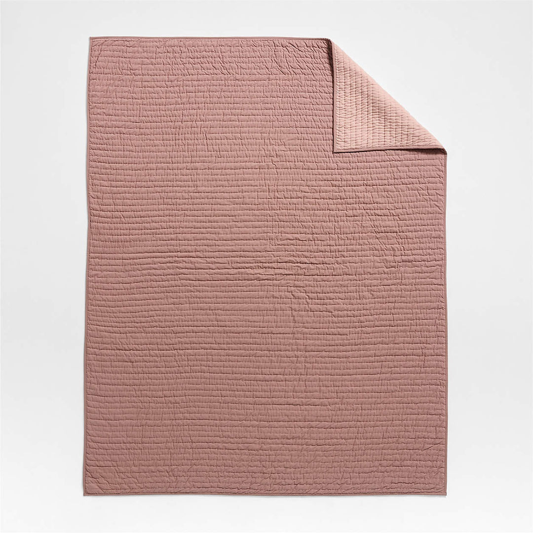 Cozy Cloud Plum Rose Washed Organic Cotton Kids Quilt-Queen