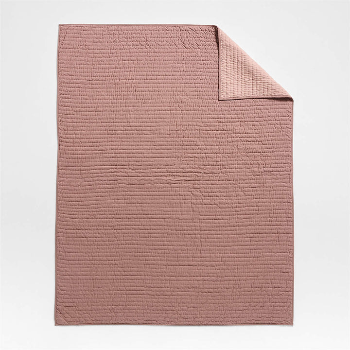 Cozy Cloud Plum Rose Washed Organic Cotton Kids Quilt-Queen