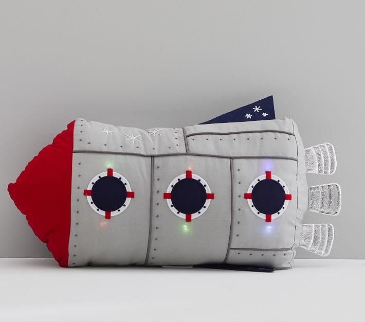 Light Up Rocket Pillow 20"x12"