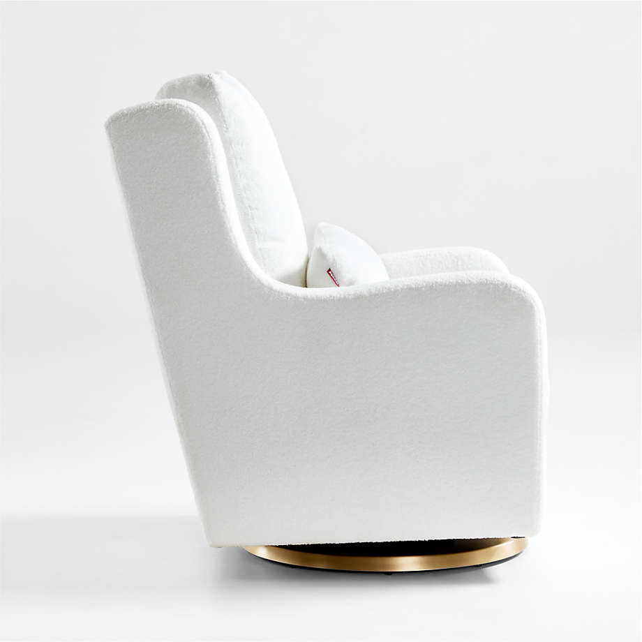 Milo Faux Sherpa Swivel Glider with Gold Base