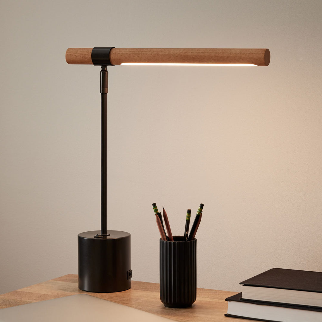 Linear Wood LED USB Table Lamp