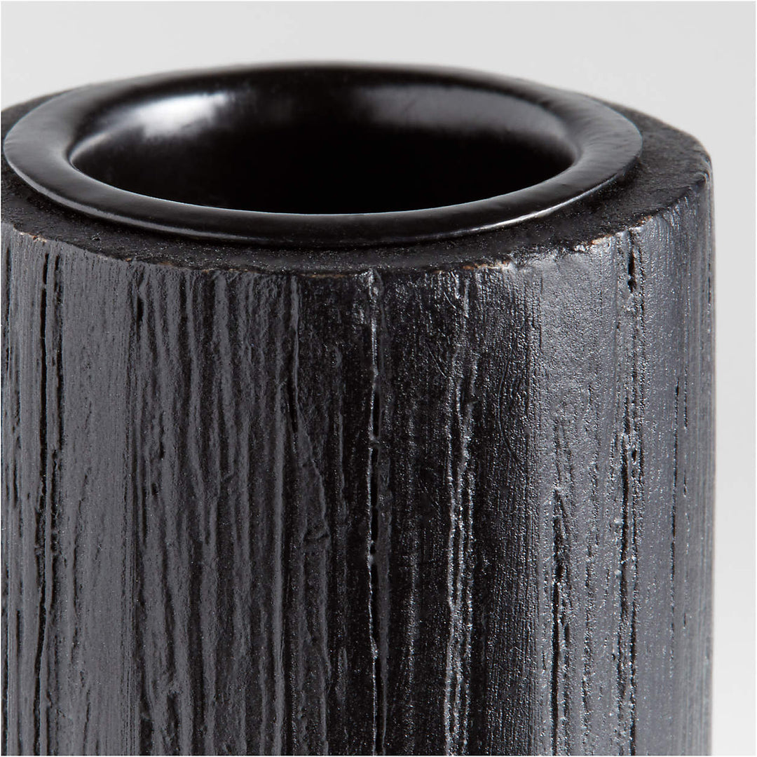 Asker Black Wood Taper Candle Holder 8.5"