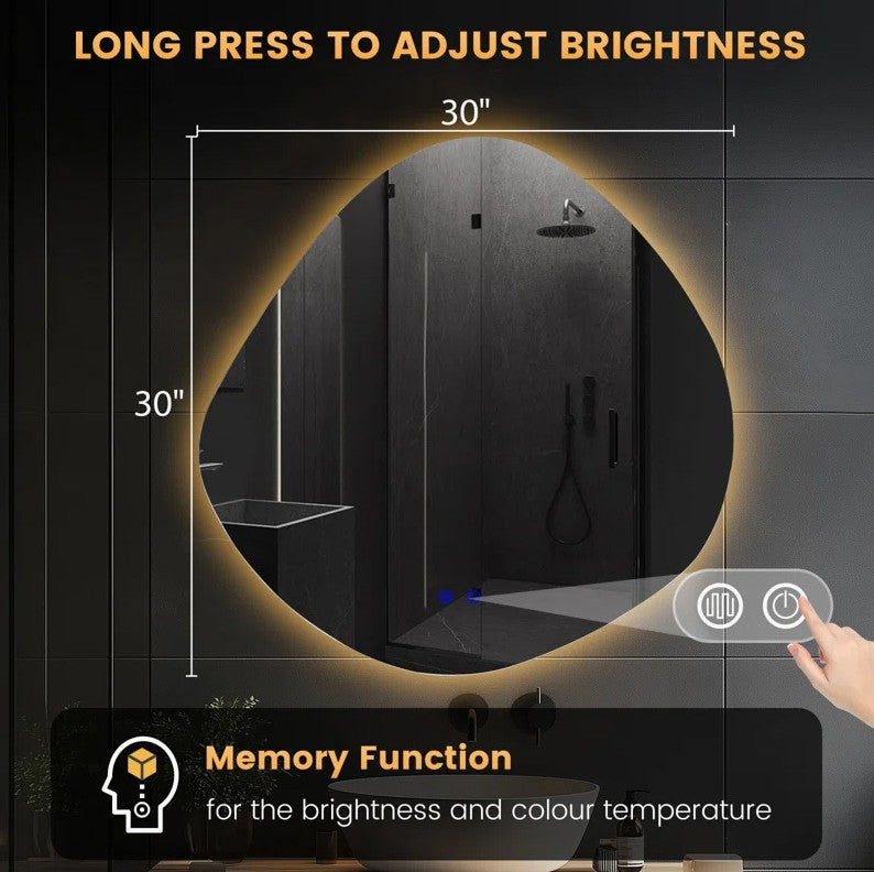 Dibbrun Frameless Lighted Bathroom Mirror Anti-Fog LED Wall Mirror