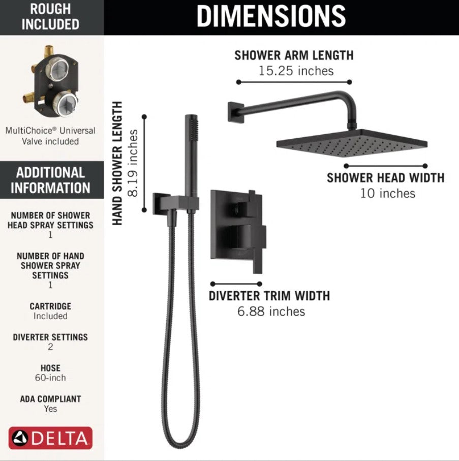 342701 BL Modern Raincan Square Shower System