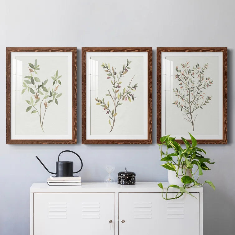 Single Sprig I - 3 Piece Picture Frame Painting 1