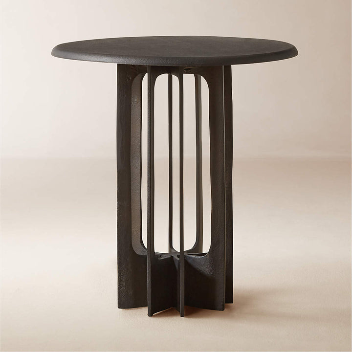 TITUS ROUND BLACKENED CAST ALUMINUM SIDE TABLE