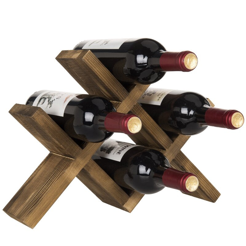 Southwell Solid Wood Tabletop Wine Bottle Rack in Brown