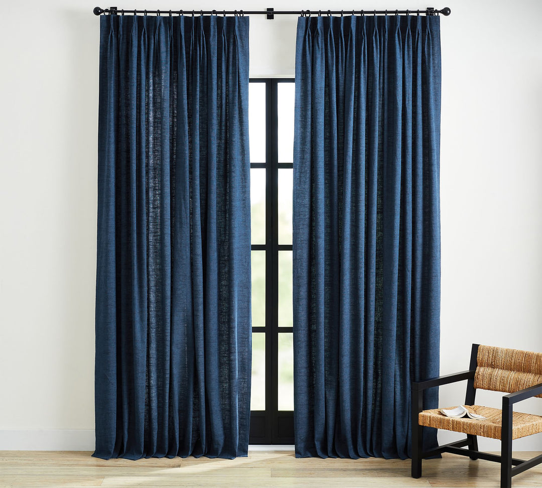 Emery Linen Pinch Pleat Curtain_Midnight