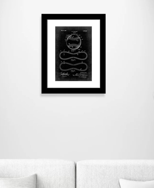Vintage Baseball Patent Framed Graphic Art Print