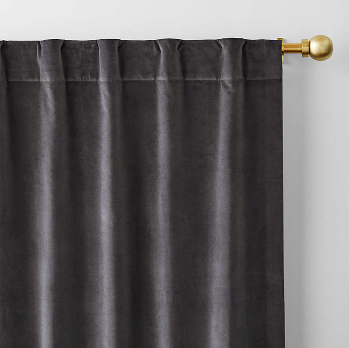 Storm Grey Cotton Velvet Window Curtain