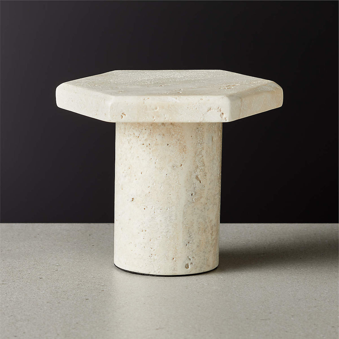 ROCA TRAVERTINE PILLAR CANDLE STAND MEDIUM