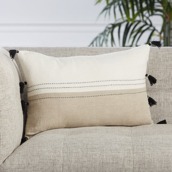 Griffin Striped Linen Reversible Throw Pillow