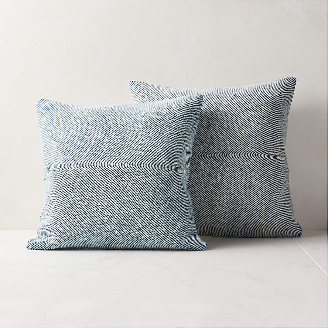 Convey Faded Denim Throw Pillow With Insert 23"x23"