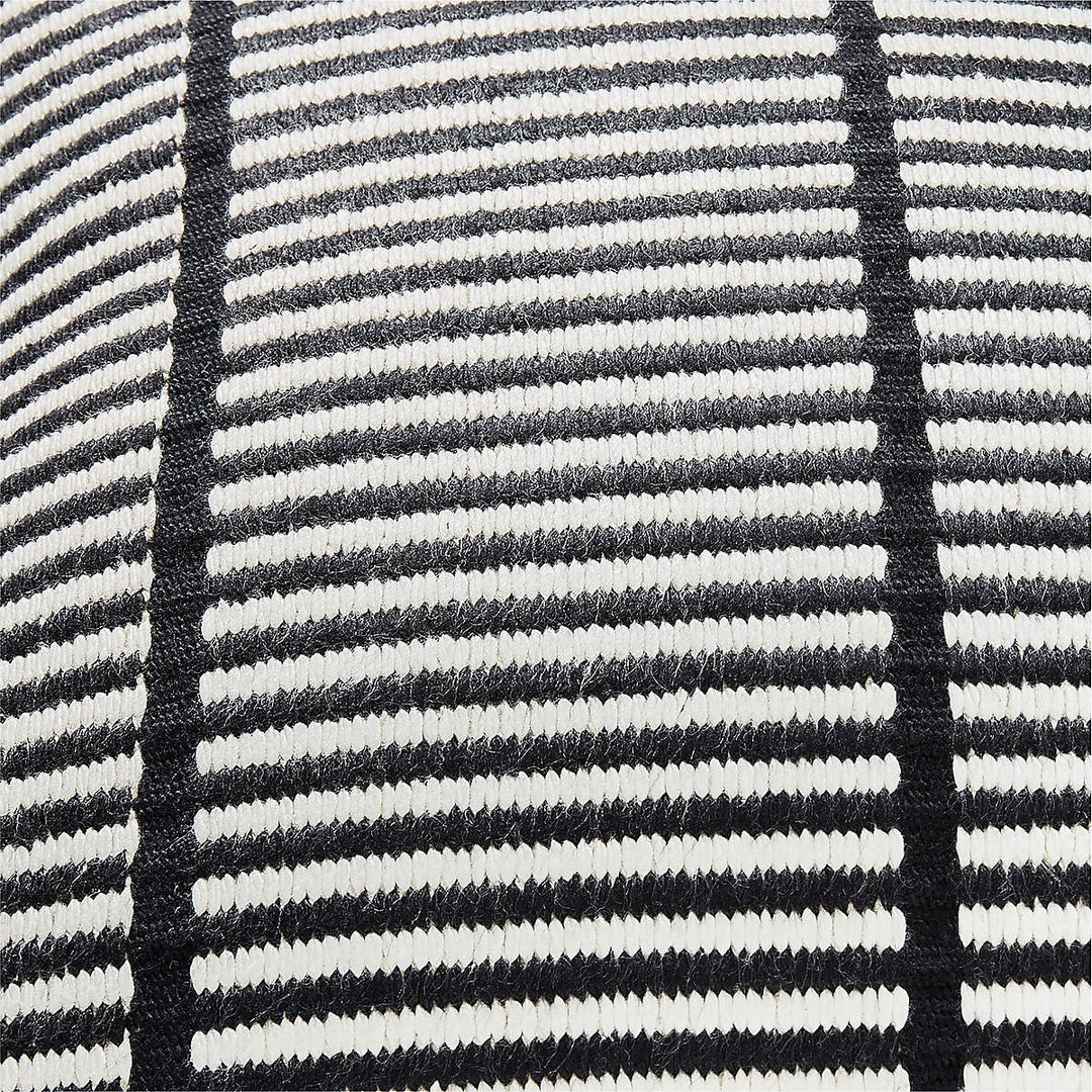 STRIA BLACK AND WHITE WOVEN SILK LUMBAR PILLOW