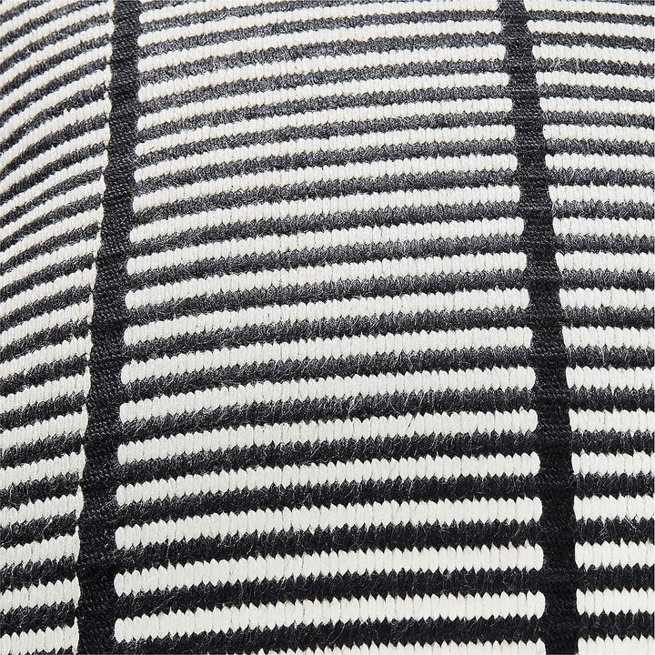 STRIA BLACK AND WHITE WOVEN SILK LUMBAR PILLOW