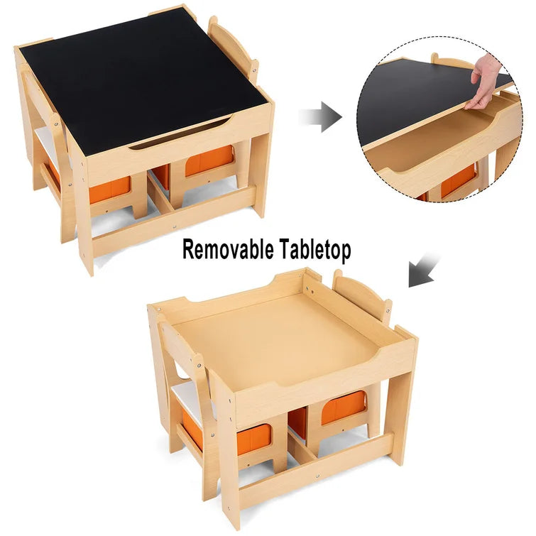 Kids 3 Piece Square Play Activity Table and Chair Set