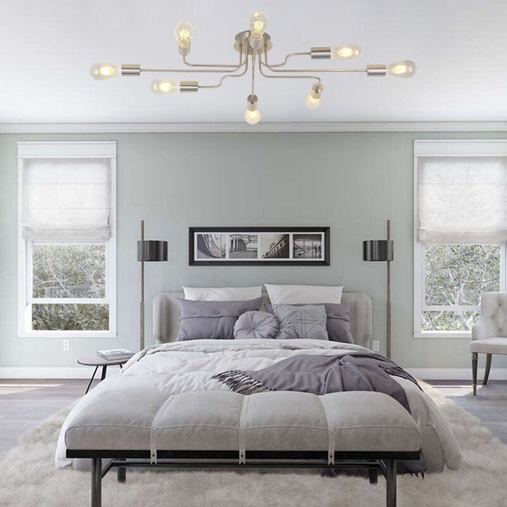 GEARHEART 8 LIGHT SPUTNIK MODERN LINEAR SEMI FLUSH MOUNT