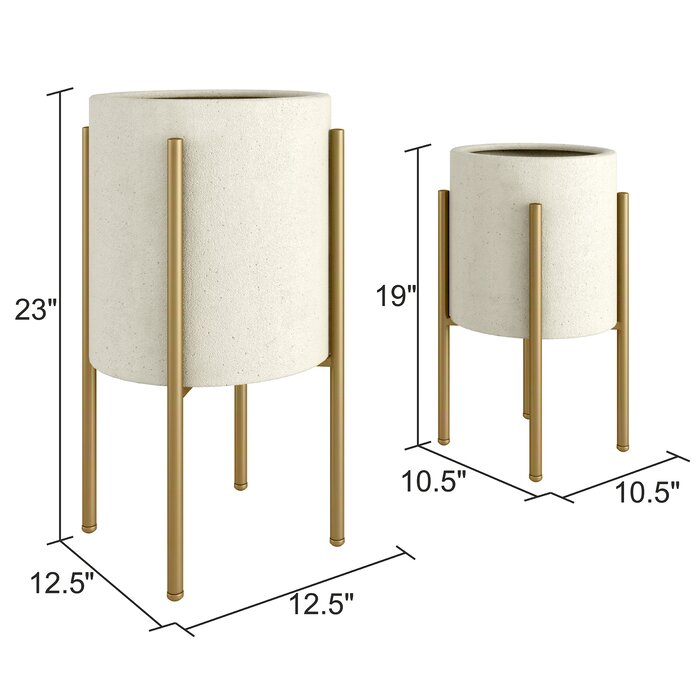 Resto 2 Piece Metal Pot Planter Set