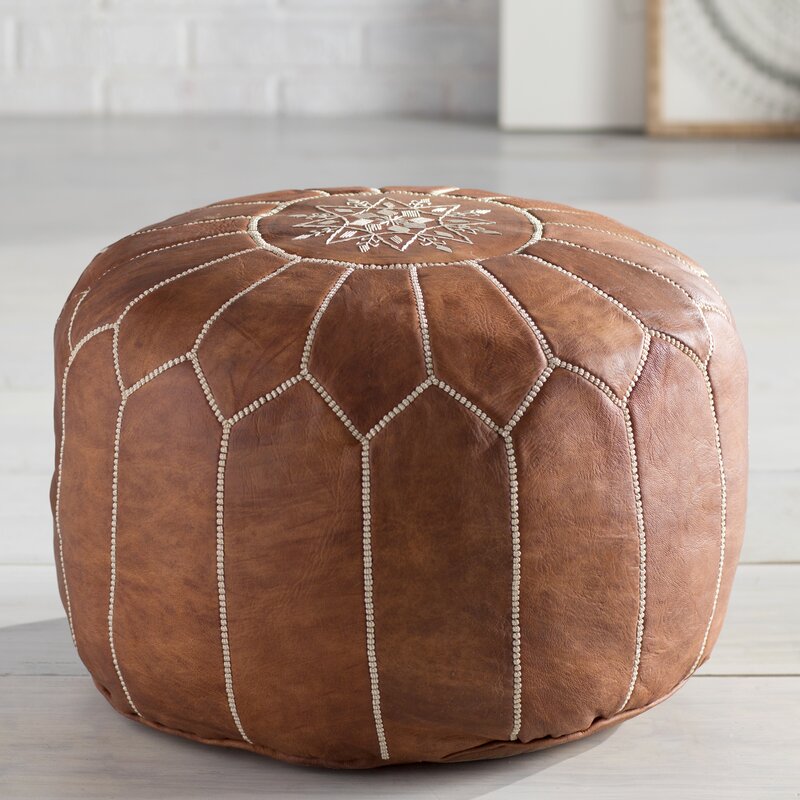 Cherise Leather Pouf Ottoman