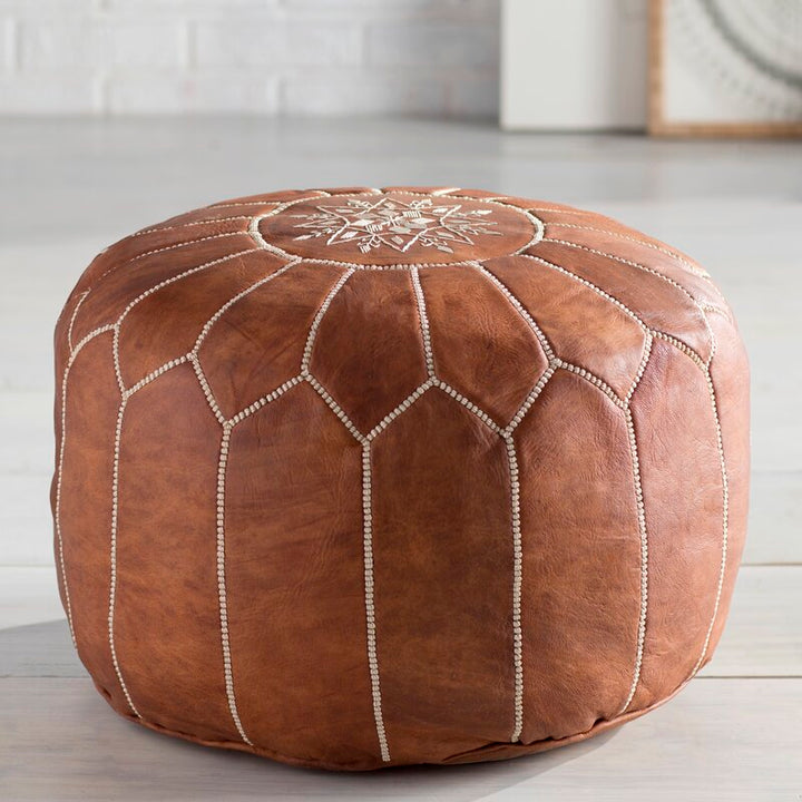 Cherise Leather Pouf Ottoman