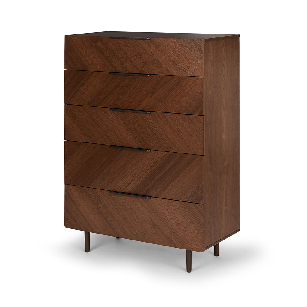 Nera Walnut 5 Drawer Chest