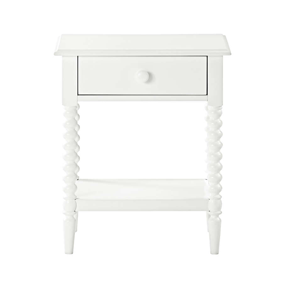 Jenny Lind White Wood Spindle Kids Nightstand with Drawer