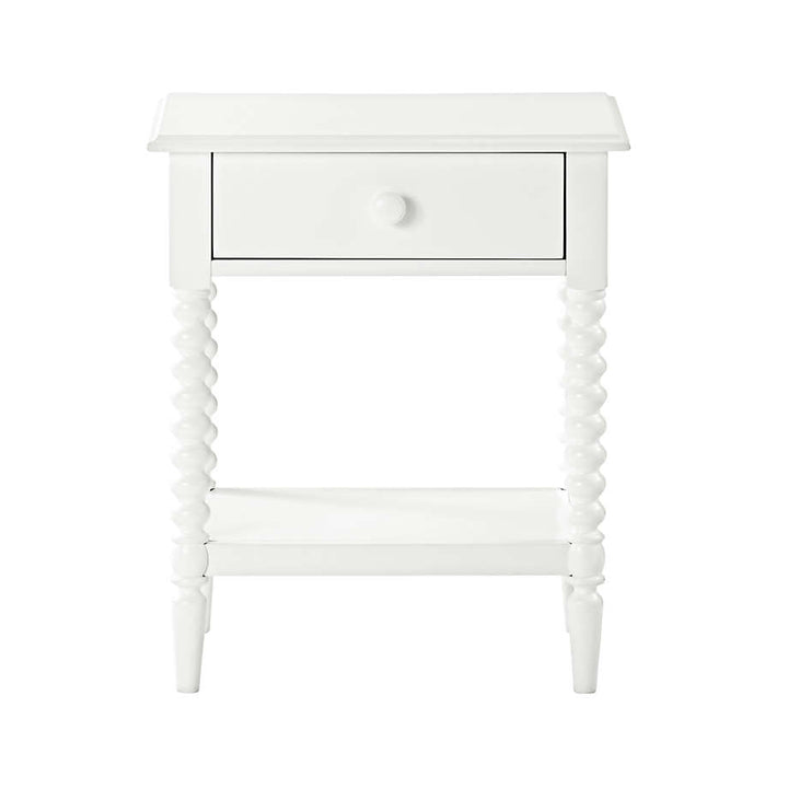 Jenny Lind White Wood Spindle Kids Nightstand with Drawer