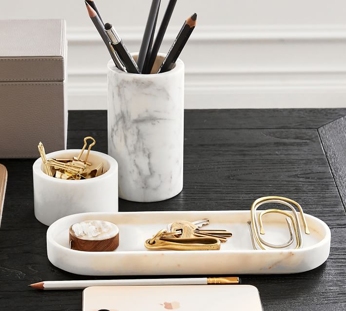 Marble Desk Accessory Pencil Cup