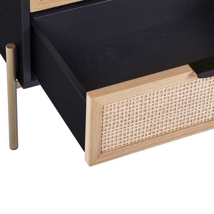 Lofted Rattan Wood 2 Drawer Nightstand