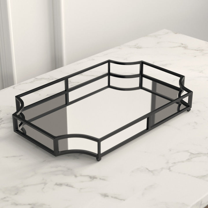 Aayush Metal Mirrored Ornate Scalloped Decorative Vanity Tray