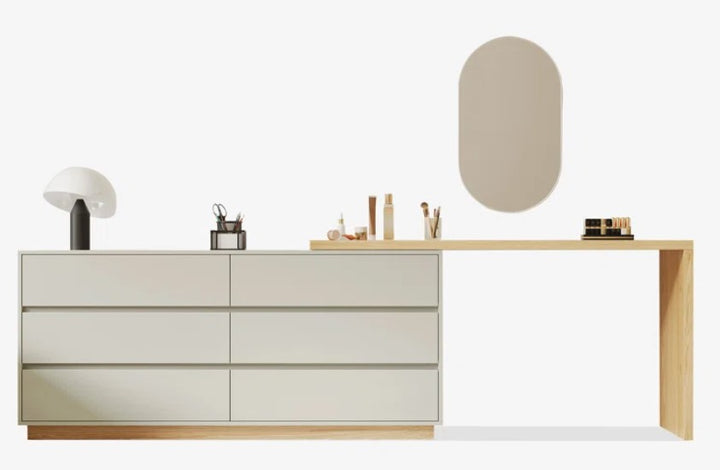 Berek Vanity Extendable Vanity Table with 6 Drawers Modern Home Office Desk