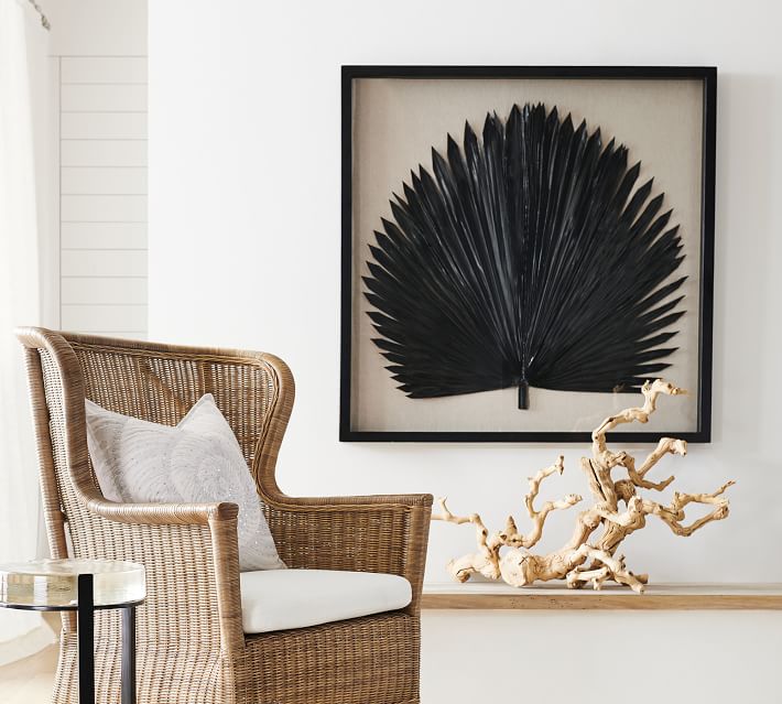 Palm Leaf Shadow Box Wall Art With Frame 39.5"x39.5"